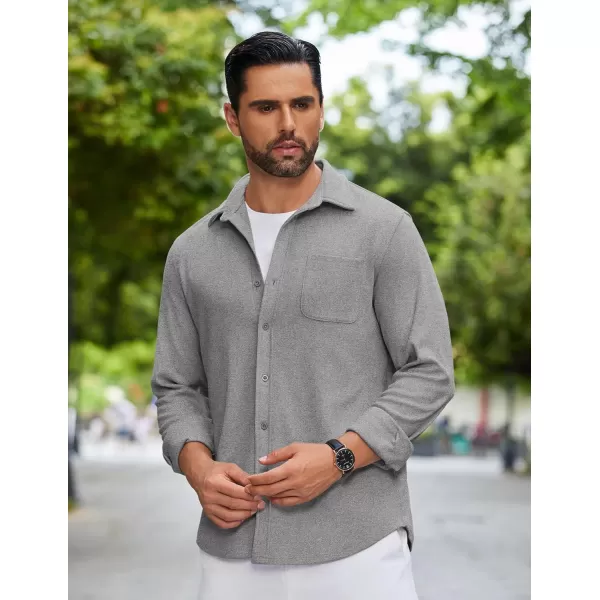 COOFANDY Mens Long Sleeve Button Down Shirts Casual Thermal Shirts Lightweight Shacket Jacket