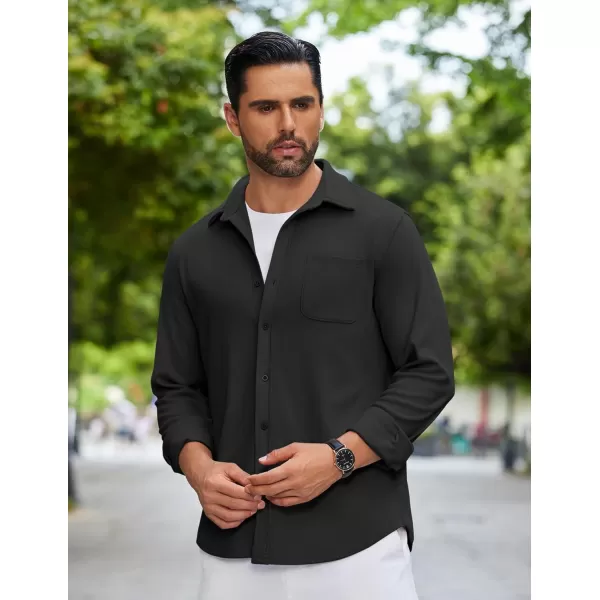 COOFANDY Mens Long Sleeve Button Down Shirts Casual Thermal Shirts Lightweight Shacket Jacket