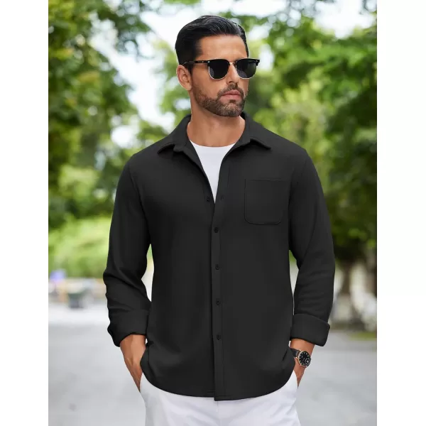 COOFANDY Mens Long Sleeve Button Down Shirts Casual Thermal Shirts Lightweight Shacket Jacket