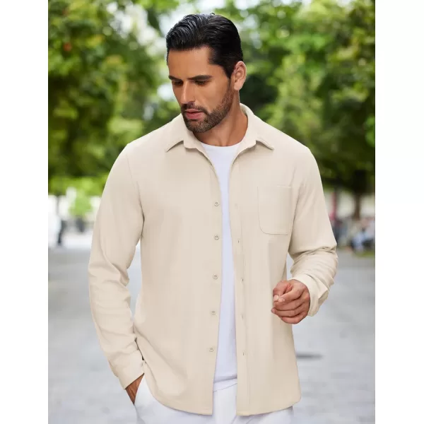 COOFANDY Mens Long Sleeve Button Down Shirts Casual Thermal Shirts Lightweight Shacket Jacket