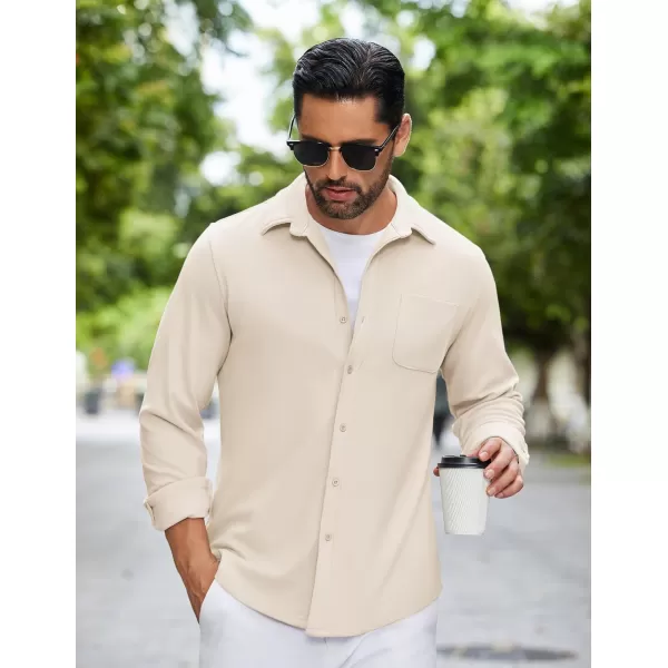COOFANDY Mens Long Sleeve Button Down Shirts Casual Thermal Shirts Lightweight Shacket Jacket