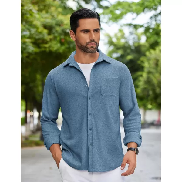 COOFANDY Mens Long Sleeve Button Down Shirts Casual Thermal Shirts Lightweight Shacket Jacket
