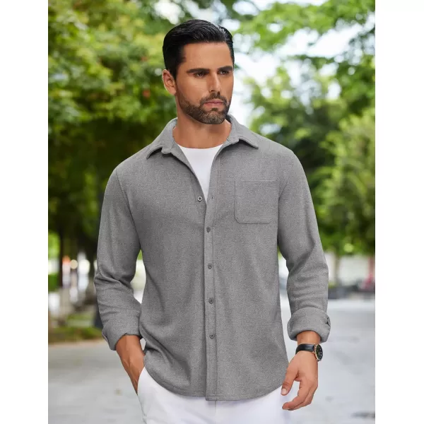 COOFANDY Mens Long Sleeve Button Down Shirts Casual Thermal Shirts Lightweight Shacket Jacket