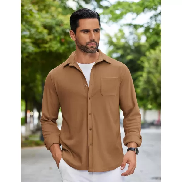 COOFANDY Mens Long Sleeve Button Down Shirts Casual Thermal Shirts Lightweight Shacket Jacket