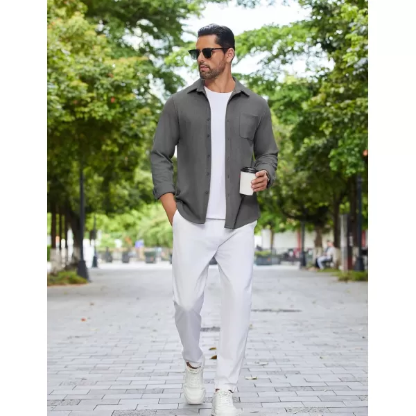 COOFANDY Mens Long Sleeve Button Down Shirts Casual Thermal Shirts Lightweight Shacket Jacket