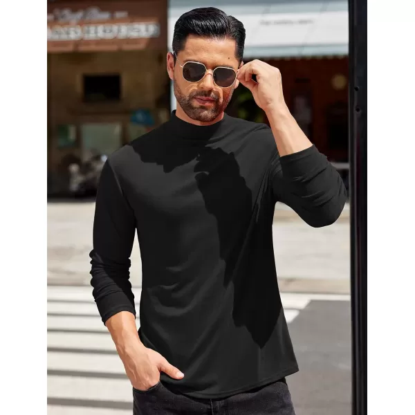 COOFANDY Mens Mock Turtleneck T-Shirts Long Sleeve Solid Color Tees Shirts Basic Casual Slim Fit Pullover T Shirts