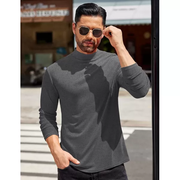 COOFANDY Mens Mock Turtleneck T-Shirts Long Sleeve Solid Color Tees Shirts Basic Casual Slim Fit Pullover T Shirts