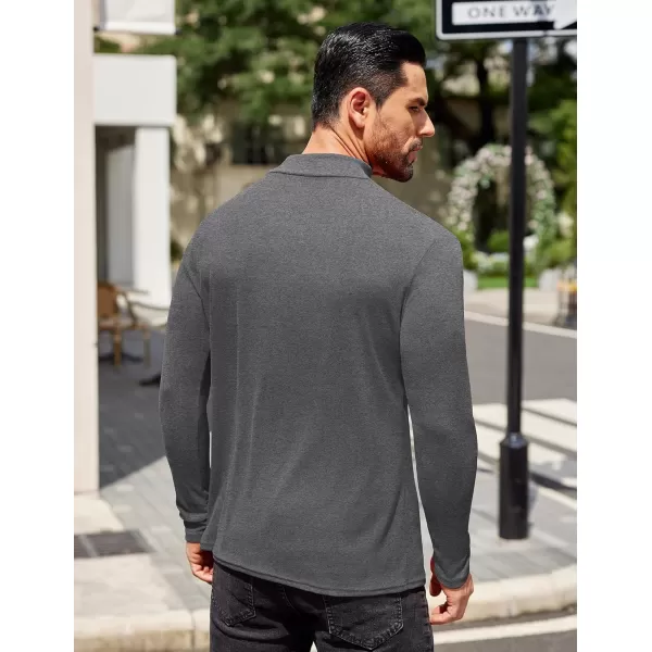 COOFANDY Mens Mock Turtleneck T-Shirts Long Sleeve Solid Color Tees Shirts Basic Casual Slim Fit Pullover T Shirts