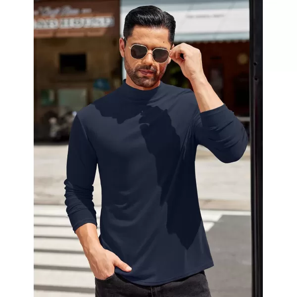 COOFANDY Mens Mock Turtleneck T-Shirts Long Sleeve Solid Color Tees Shirts Basic Casual Slim Fit Pullover T Shirts