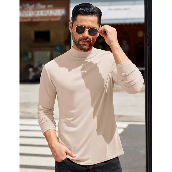 COOFANDY Mens Mock Turtleneck T-Shirts Long Sleeve Solid Color Tees Shirts Basic Casual Slim Fit Pullover T Shirts