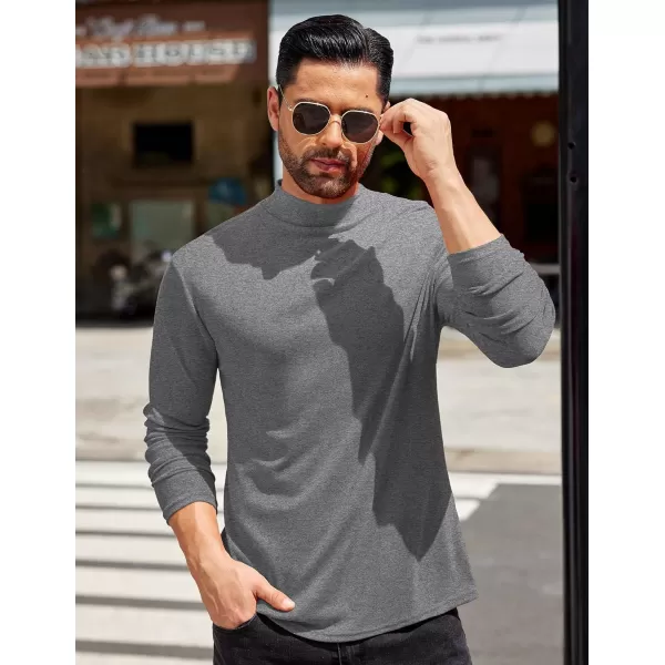 COOFANDY Mens Mock Turtleneck T-Shirts Long Sleeve Solid Color Tees Shirts Basic Casual Slim Fit Pullover T Shirts