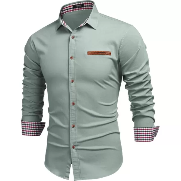 COOFANDY Men's Casual Dress Shirt Button Down Shirts Long-Sleeve Plaid Collar Denim Work Shirt