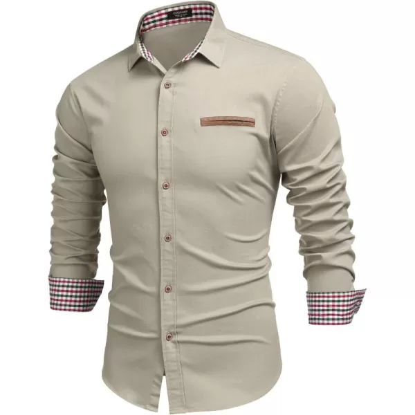 COOFANDY Men's Casual Dress Shirt Button Down Shirts Long-Sleeve Plaid Collar Denim Work Shirt