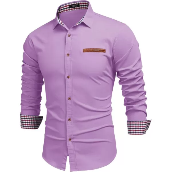 COOFANDY Men's Casual Dress Shirt Button Down Shirts Long-Sleeve Plaid Collar Denim Work Shirt