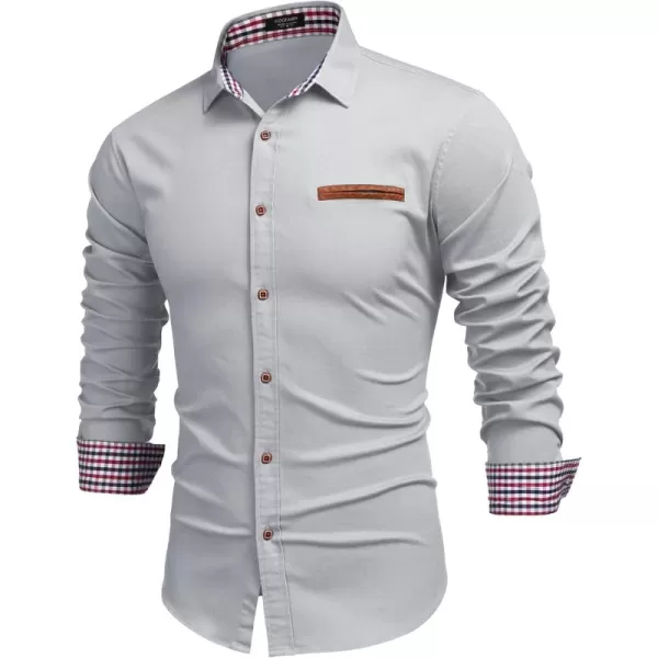 COOFANDY Men's Casual Dress Shirt Button Down Shirts Long-Sleeve Plaid Collar Denim Work Shirt