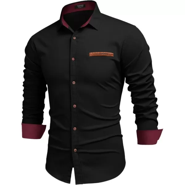 COOFANDY Men's Casual Dress Shirt Button Down Shirts Long-Sleeve Plaid Collar Denim Work Shirt