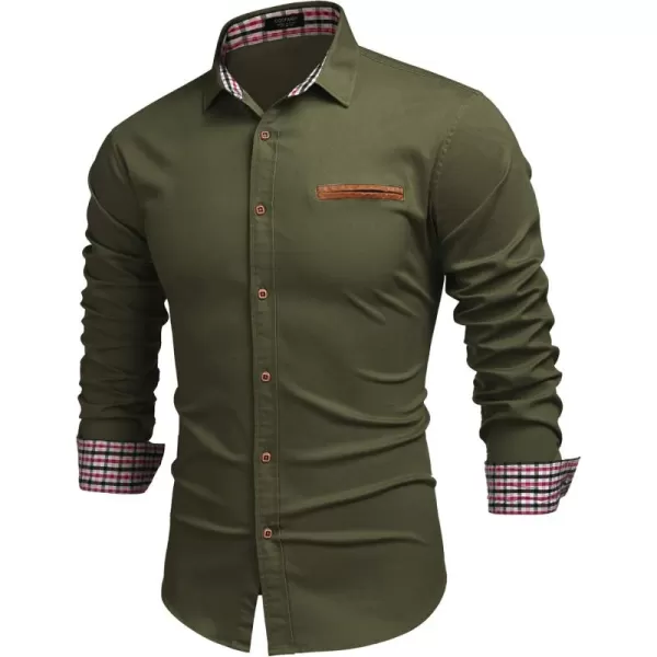 COOFANDY Men's Casual Dress Shirt Button Down Shirts Long-Sleeve Plaid Collar Denim Work Shirt