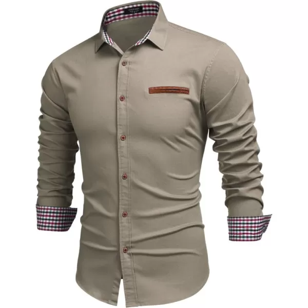 COOFANDY Men's Casual Dress Shirt Button Down Shirts Long-Sleeve Plaid Collar Denim Work Shirt
