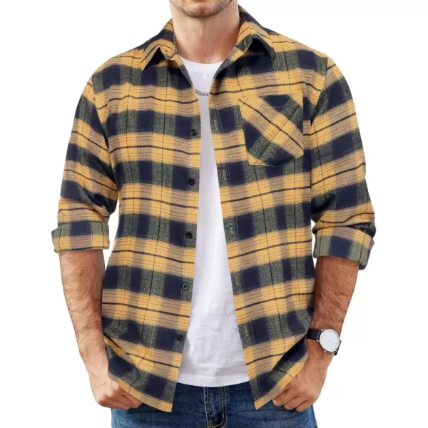 COOFANDY Men's Flannel Shirts Long Sleeve Button Down Plaid Shirt Lightweight Shirt Jacket