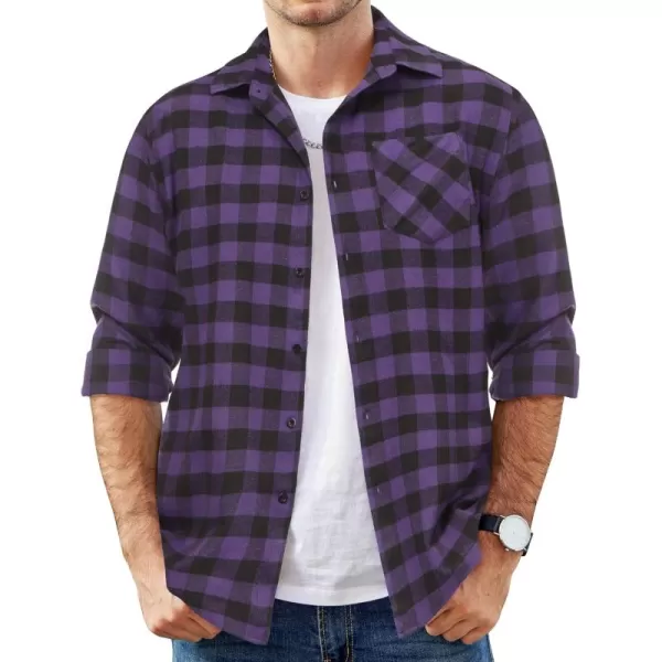COOFANDY Men's Flannel Shirts Long Sleeve Button Down Plaid Shirt Lightweight Shirt Jacket