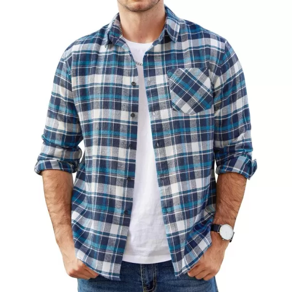 COOFANDY Men's Flannel Shirts Long Sleeve Button Down Plaid Shirt Lightweight Shirt Jacket