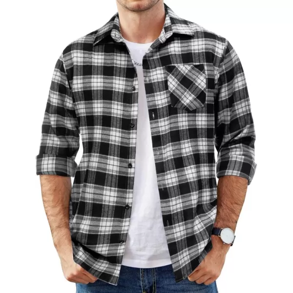 COOFANDY Men's Flannel Shirts Long Sleeve Button Down Plaid Shirt Lightweight Shirt Jacket