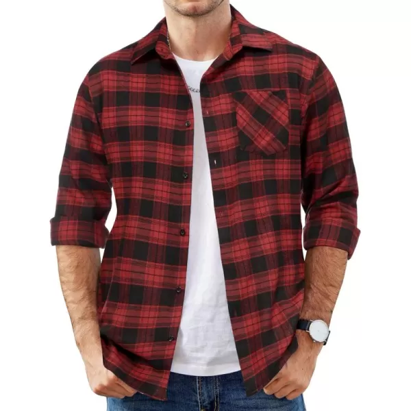 COOFANDY Men's Flannel Shirts Long Sleeve Button Down Plaid Shirt Lightweight Shirt Jacket
