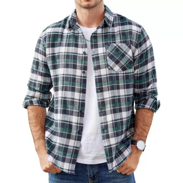 COOFANDY Men's Flannel Shirts Long Sleeve Button Down Plaid Shirt Lightweight Shirt Jacket