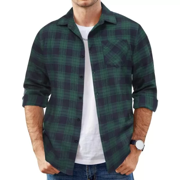 COOFANDY Men's Flannel Shirts Long Sleeve Button Down Plaid Shirt Lightweight Shirt Jacket