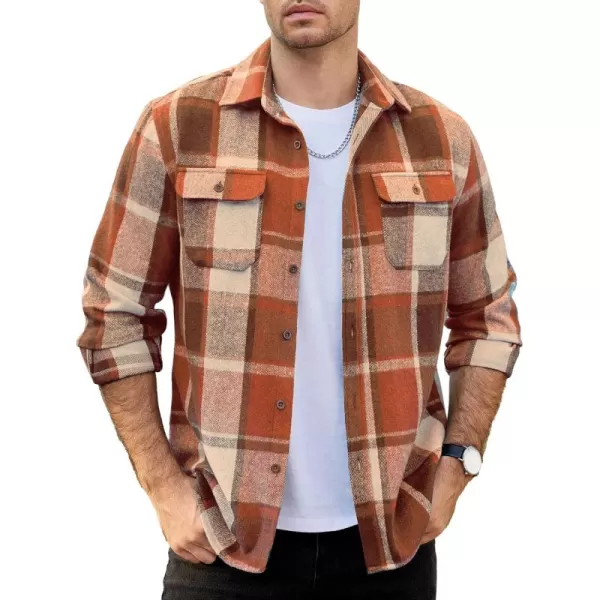 COOFANDY Mens Flannel Shirts Long Sleeve Plaid Shirt Jacket Button Down Shirt with Pockets