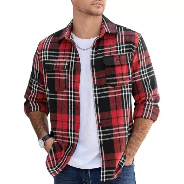 COOFANDY Mens Flannel Shirts Long Sleeve Plaid Shirt Jacket Button Down Shirt with Pockets