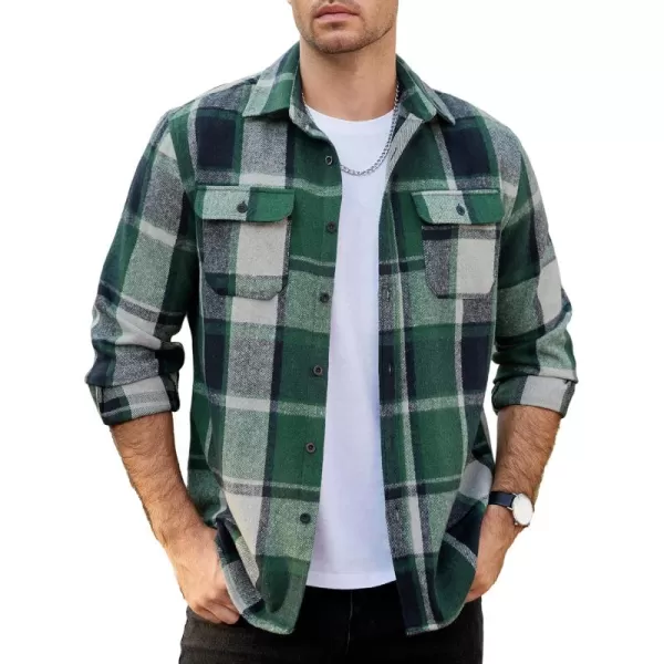 COOFANDY Mens Flannel Shirts Long Sleeve Plaid Shirt Jacket Button Down Shirt with Pockets