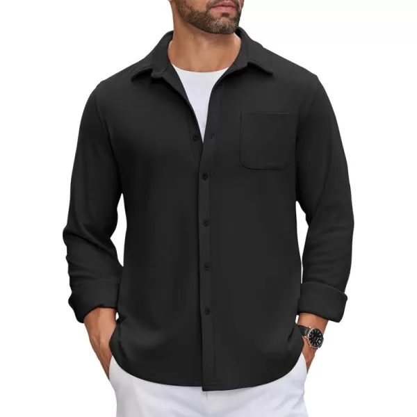 COOFANDY Mens Long Sleeve Button Down Shirts Casual Thermal Shirts Lightweight Shacket Jacket