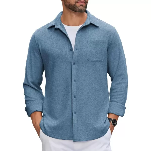 COOFANDY Mens Long Sleeve Button Down Shirts Casual Thermal Shirts Lightweight Shacket Jacket