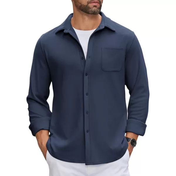 COOFANDY Mens Long Sleeve Button Down Shirts Casual Thermal Shirts Lightweight Shacket Jacket