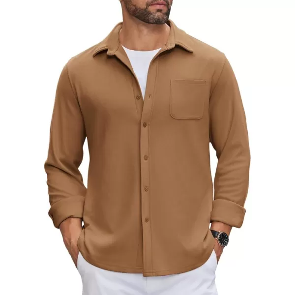 COOFANDY Mens Long Sleeve Button Down Shirts Casual Thermal Shirts Lightweight Shacket Jacket