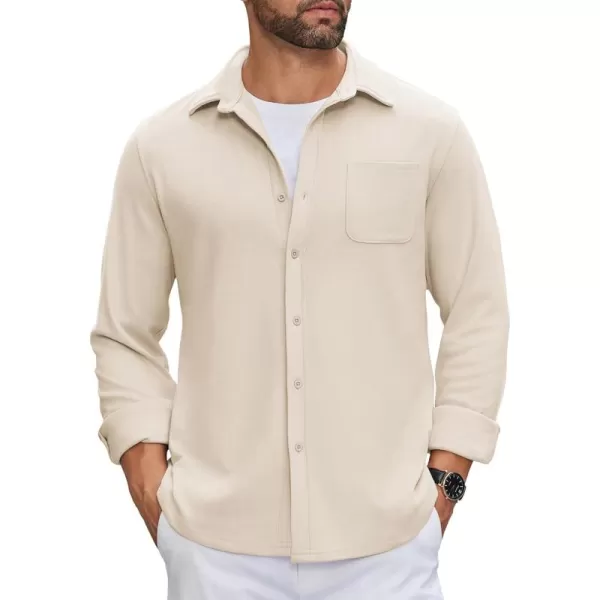 COOFANDY Mens Long Sleeve Button Down Shirts Casual Thermal Shirts Lightweight Shacket Jacket