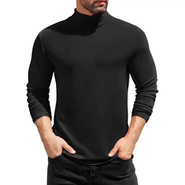 COOFANDY Mens Mock Turtleneck T-Shirts Long Sleeve Solid Color Tees Shirts Basic Casual Slim Fit Pullover T Shirts
