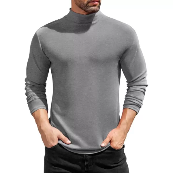 COOFANDY Mens Mock Turtleneck T-Shirts Long Sleeve Solid Color Tees Shirts Basic Casual Slim Fit Pullover T Shirts