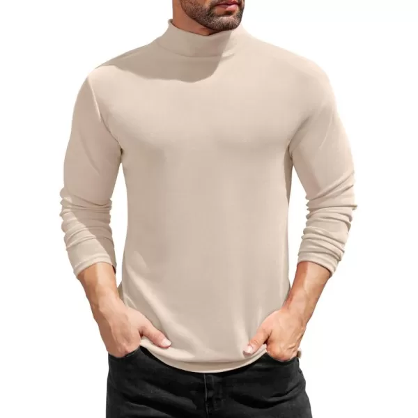 COOFANDY Mens Mock Turtleneck T-Shirts Long Sleeve Solid Color Tees Shirts Basic Casual Slim Fit Pullover T Shirts