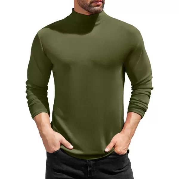 COOFANDY Mens Mock Turtleneck T-Shirts Long Sleeve Solid Color Tees Shirts Basic Casual Slim Fit Pullover T Shirts