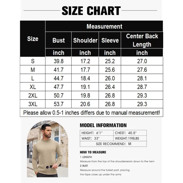 COOFANDY Men's Mock Turtleneck Long Sleeve T Shirts Basic Casual Knitted Half Neck Thermal Lightweight Pullover Sweater