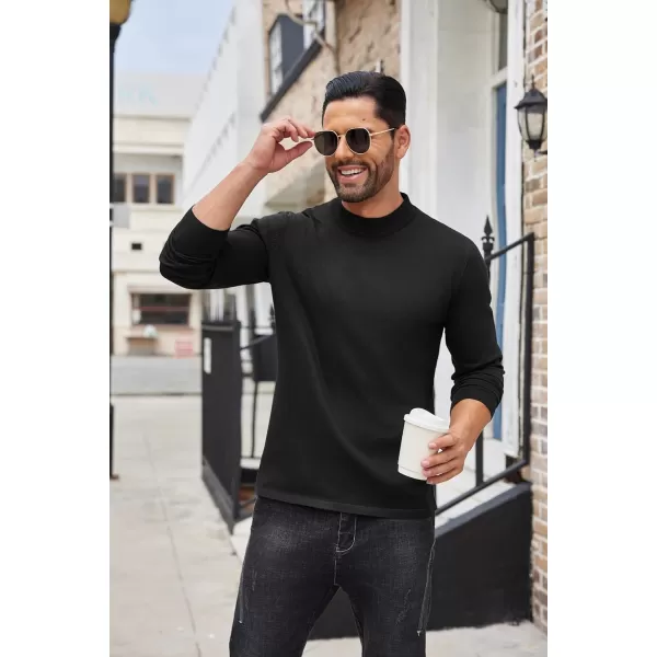 COOFANDY Men's Mock Turtleneck Long Sleeve T Shirts Basic Casual Knitted Half Neck Thermal Lightweight Pullover Sweater
