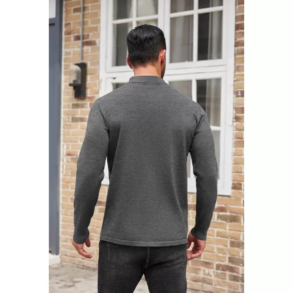COOFANDY Men's Mock Turtleneck Long Sleeve T Shirts Basic Casual Knitted Half Neck Thermal Lightweight Pullover Sweater