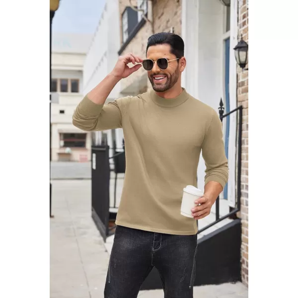 COOFANDY Men's Mock Turtleneck Long Sleeve T Shirts Basic Casual Knitted Half Neck Thermal Lightweight Pullover Sweater