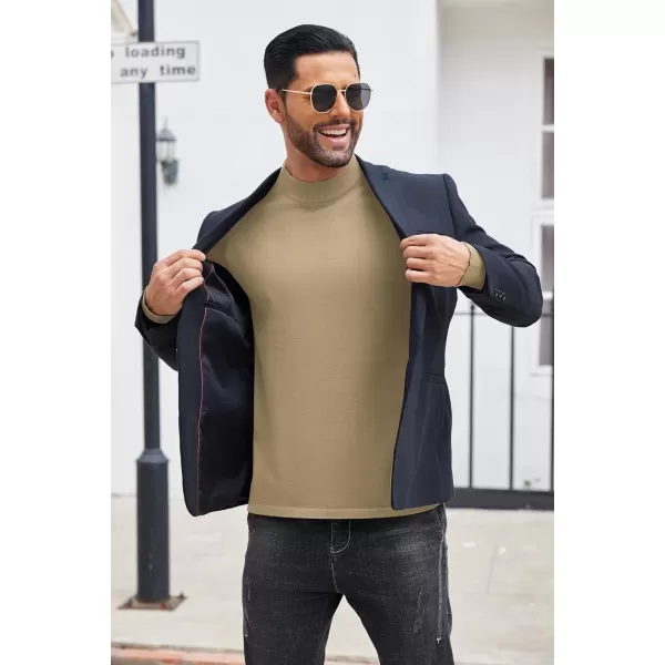 COOFANDY Men's Mock Turtleneck Long Sleeve T Shirts Basic Casual Knitted Half Neck Thermal Lightweight Pullover Sweater