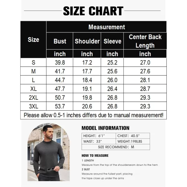COOFANDY Men's Mock Turtleneck Long Sleeve T Shirts Basic Casual Knitted Half Neck Thermal Lightweight Pullover Sweater