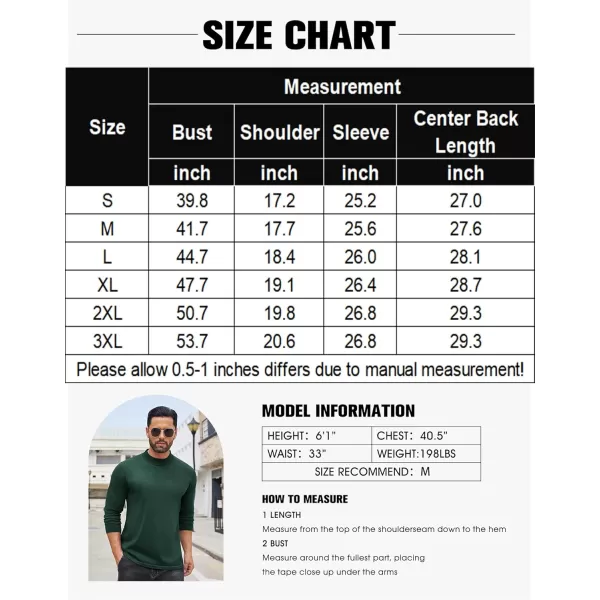 COOFANDY Men's Mock Turtleneck Long Sleeve T Shirts Basic Casual Knitted Half Neck Thermal Lightweight Pullover Sweater