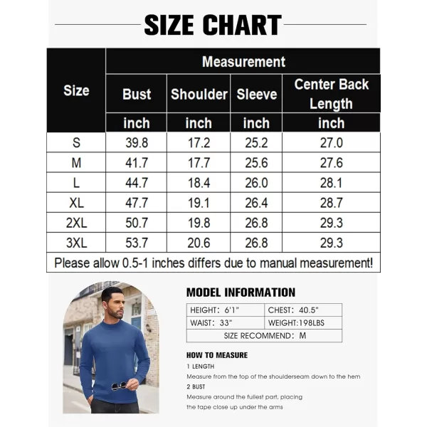 COOFANDY Men's Mock Turtleneck Long Sleeve T Shirts Basic Casual Knitted Half Neck Thermal Lightweight Pullover Sweater
