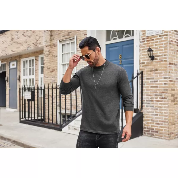 COOFANDY Men's Mock Turtleneck Long Sleeve T Shirts Basic Casual Knitted Half Neck Thermal Lightweight Pullover Sweater